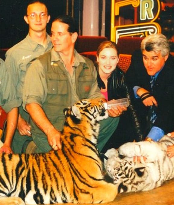 Kate Winslet with Tiger trainers at the show.